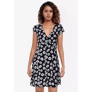 Gap Button Front Whimsical Floral Daisy Women's Navy Mini Dress Size 14 NWT
